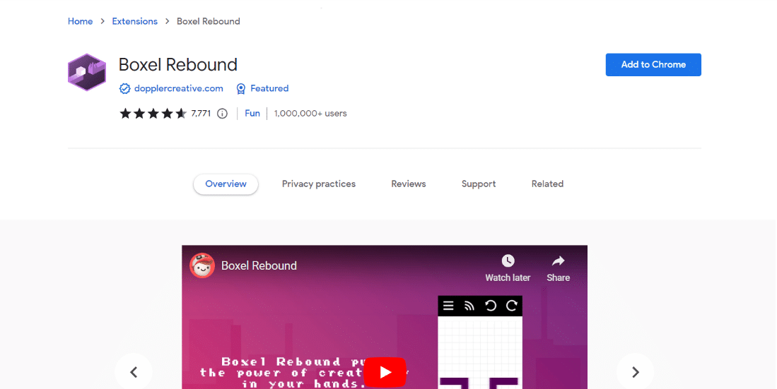 Rebound Boxel. 25 de cele mai bune jocuri cu extensii Chrome