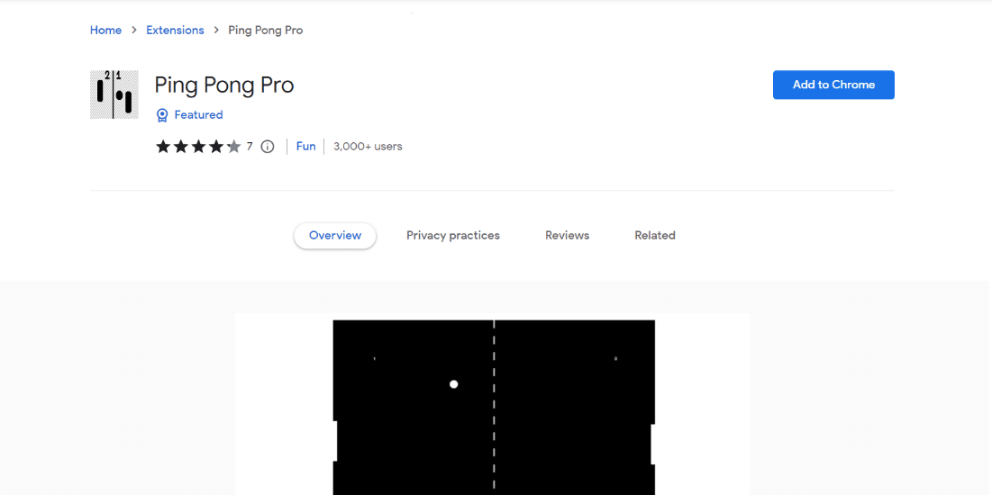 Ping Pong Pro. 25 de cele mai bune jocuri cu extensii Chrome