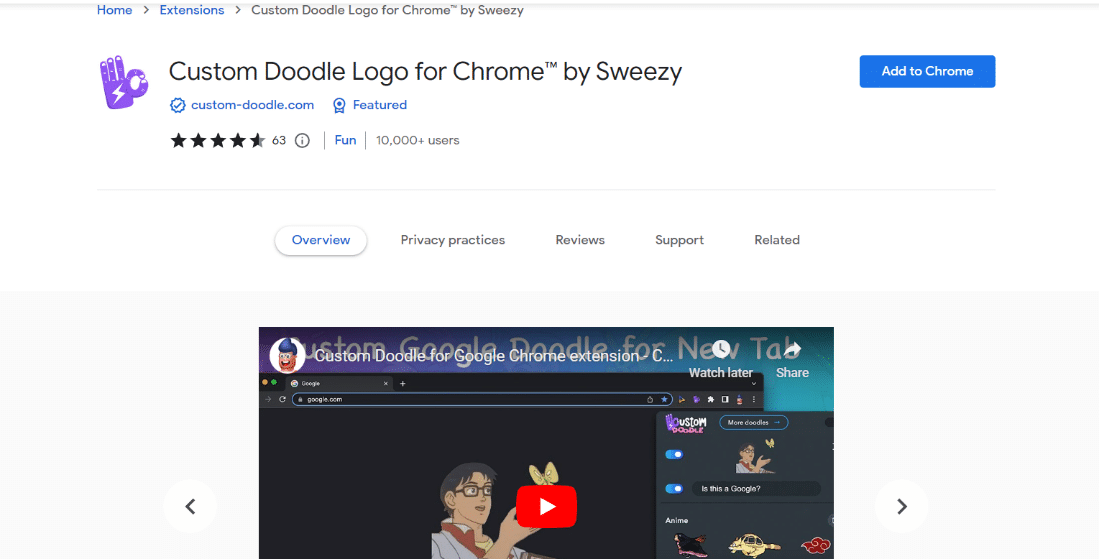 Logo Doodle personalizat pentru Chrome de Sweezy
