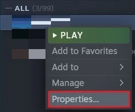 click derecho sobre el juego y selecciona propiedades vapor. cómo desbloquear FPS en Apex Legends