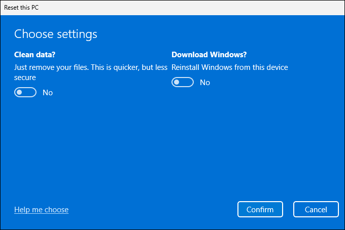 Windows 11 でこの PC をリセットする