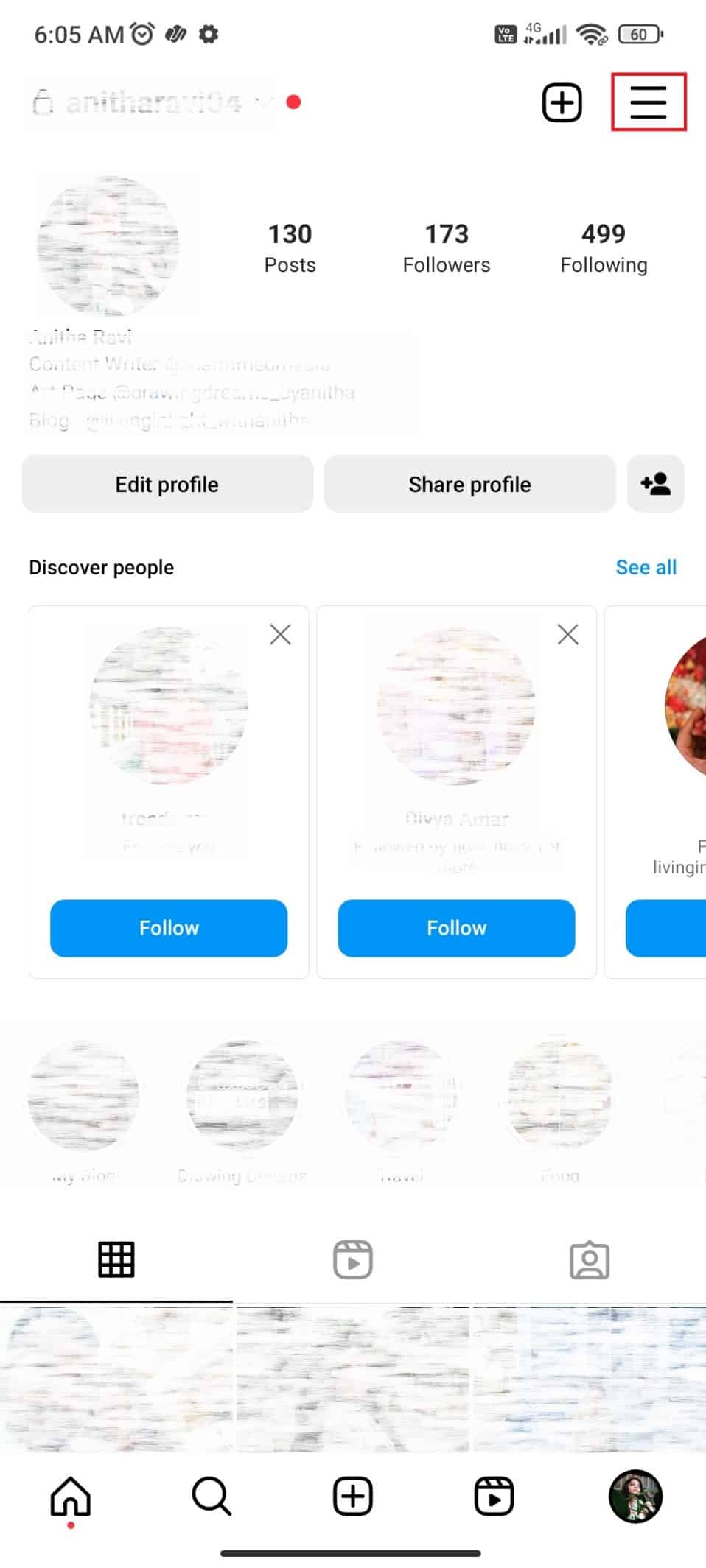 点击三个水平线。如何删除 Instagram 上的社区准则罢工