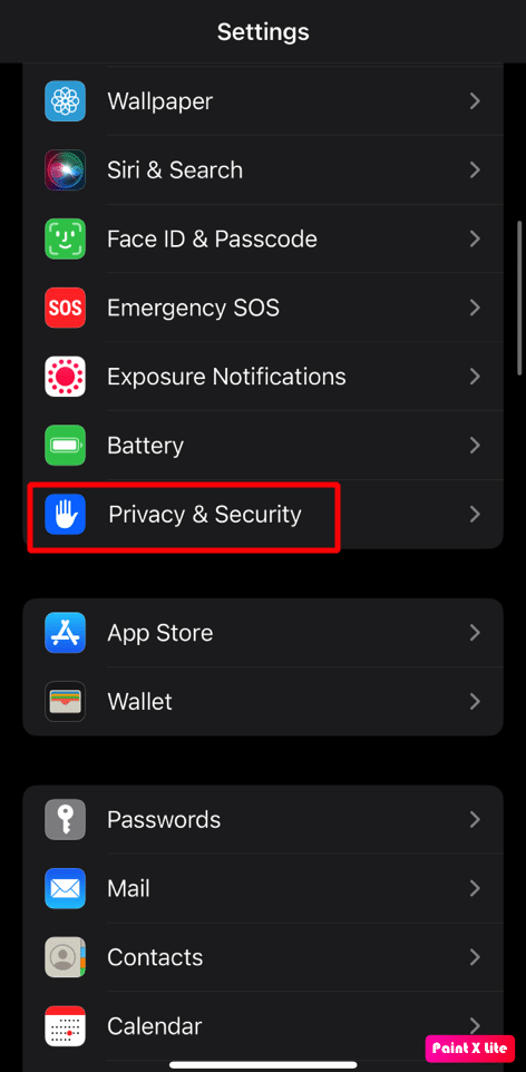 выберите конфиденциальность и безопасность | Ошибка SSL iPhone