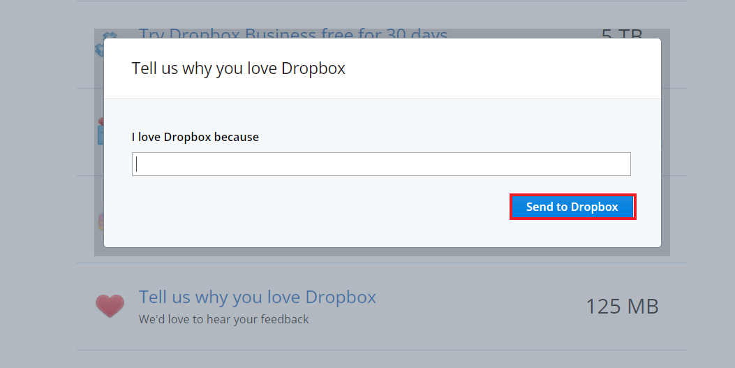 Klicken Sie auf An Dropbox senden. Beheben Sie Dropbox nicht genügend Speicherplatz, um auf den Ordner zuzugreifen