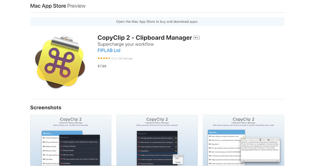 CopyClip 2. Le 20 migliori app per la gestione degli appunti di Mac