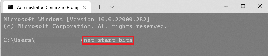 comandă pentru a porni biți în fereastra prompt de comandă | Actualizarea Windows a eșuat cu eroarea 0x80242016