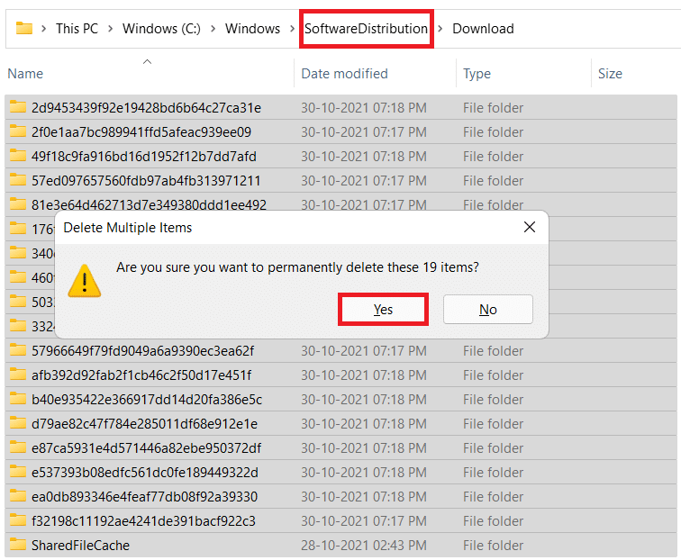 Ștergerea tuturor fișierelor și folderelor din folderul Descărcare | Actualizarea Windows a eșuat cu eroarea 0x80242016