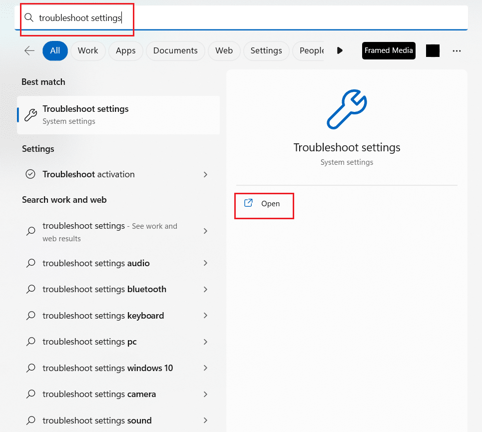 Pictograma Windows - tastați Depanați setările în bara de căutare - Deschideți