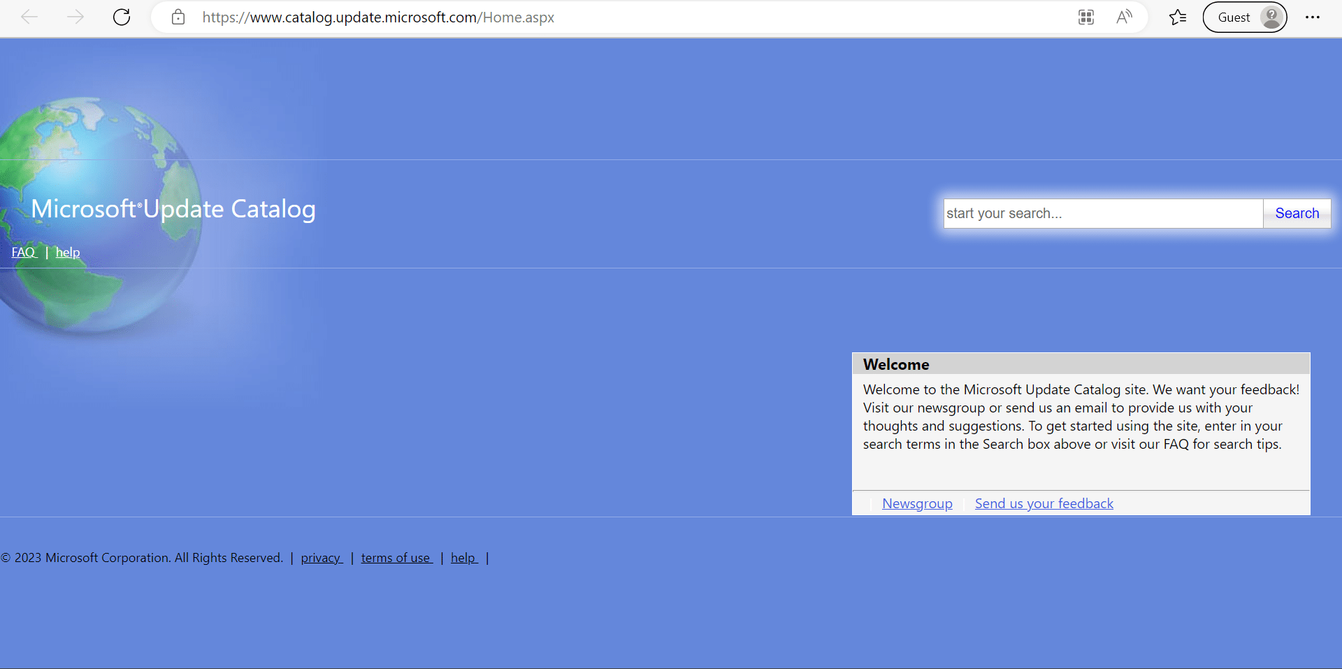 Catalog Microsoft Update.