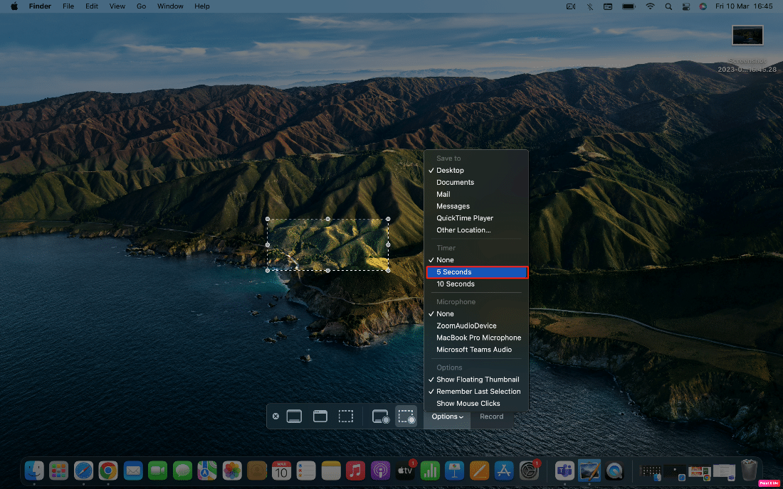 เลือกเวลา | วิธีบันทึกหน้าจอบน Mac