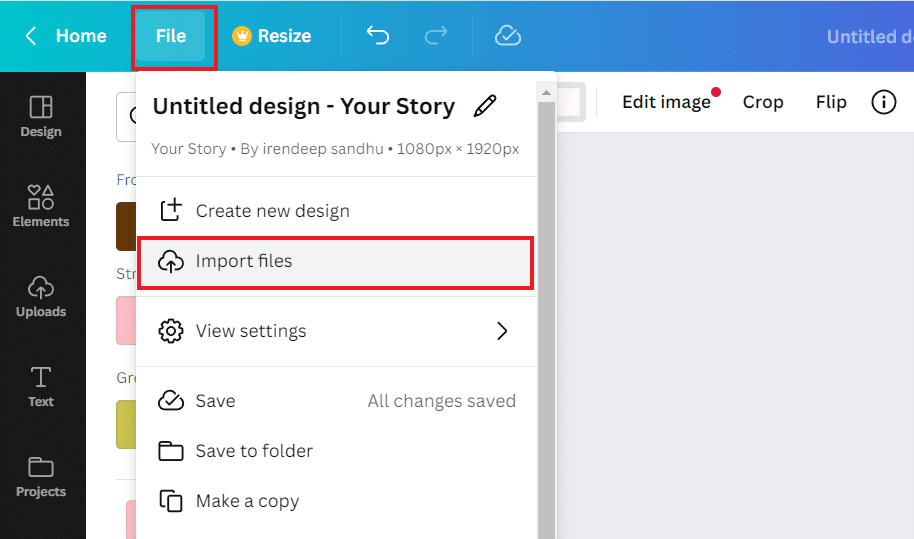 Pilih Impor file