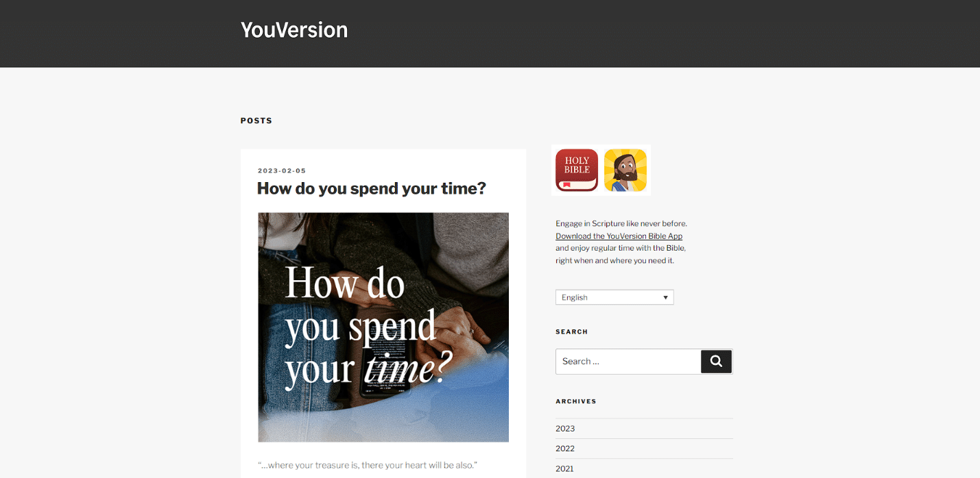 YouVersione. 51 migliori blog di ispirazione sulla vita