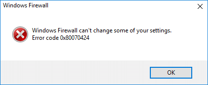 Correggi Windows Firewall non può modificare alcune delle tue impostazioni Errore 0x80070424