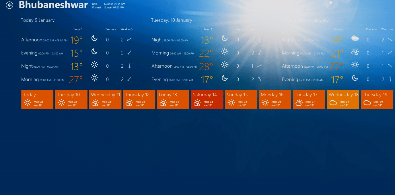 Fırtınalı hava durumu uygulamasının ana sayfası. Windows 10 için En İyi 13 Hava Durumu Aracı