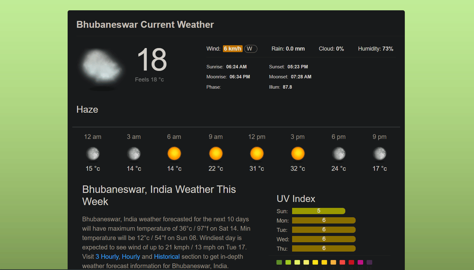 World Weather Online'ın ana sayfası