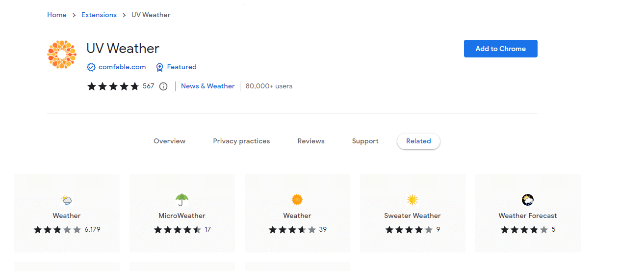 UV Weather krom uzantısı. Windows 10 için En İyi 13 Hava Durumu Aracı