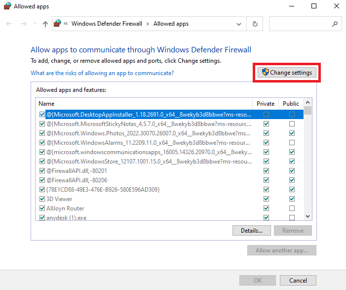 Haga clic en Cambiar configuración