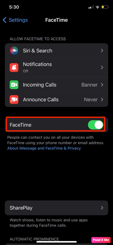 activar la opción facetime