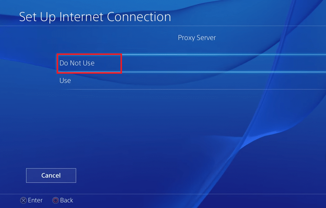 Il server proxy PS4 non viene utilizzato