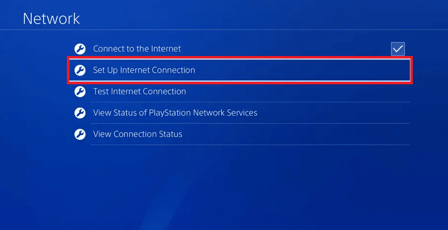selezionare Configura connessione Internet su ps4