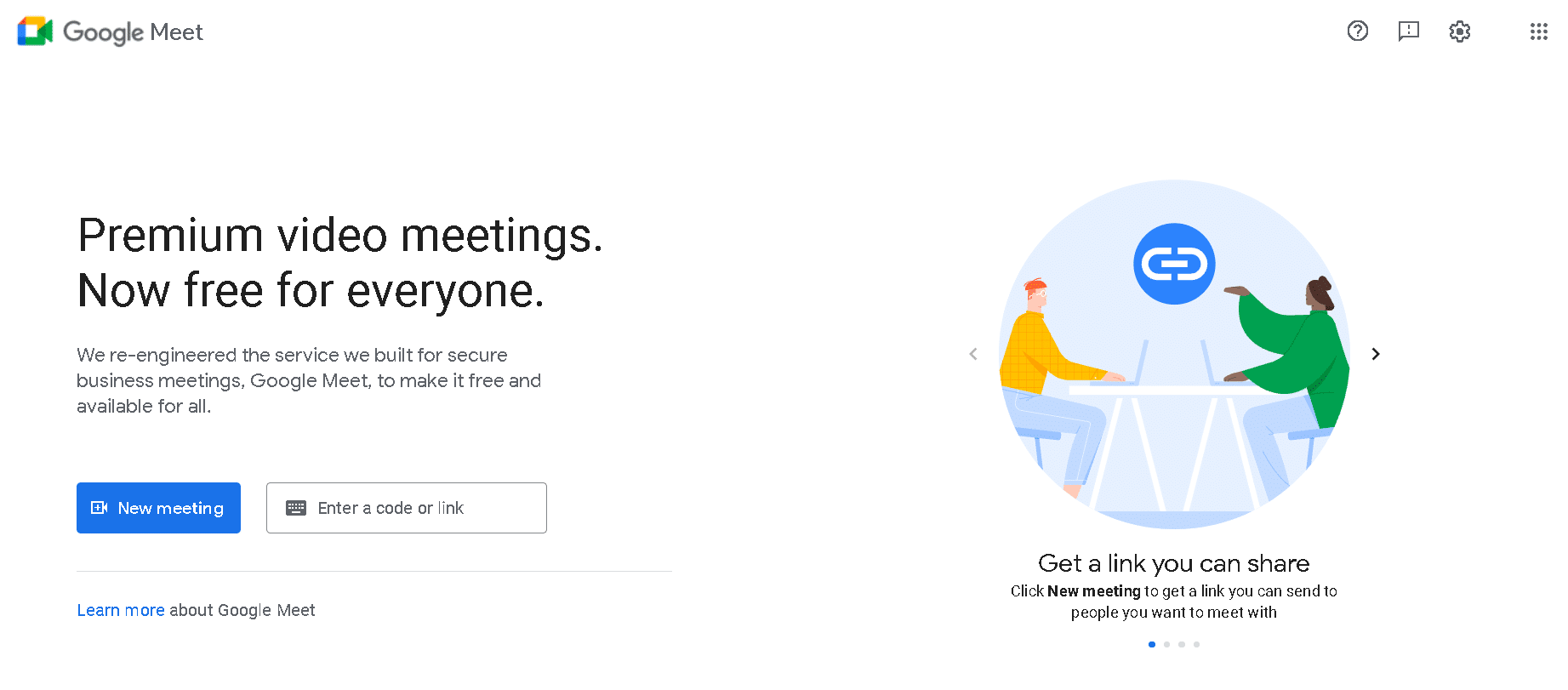 abrir el sitio web de Google Meet
