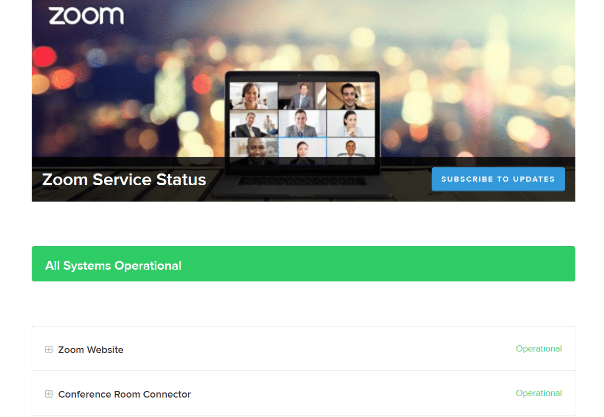 estado del servicio zoom