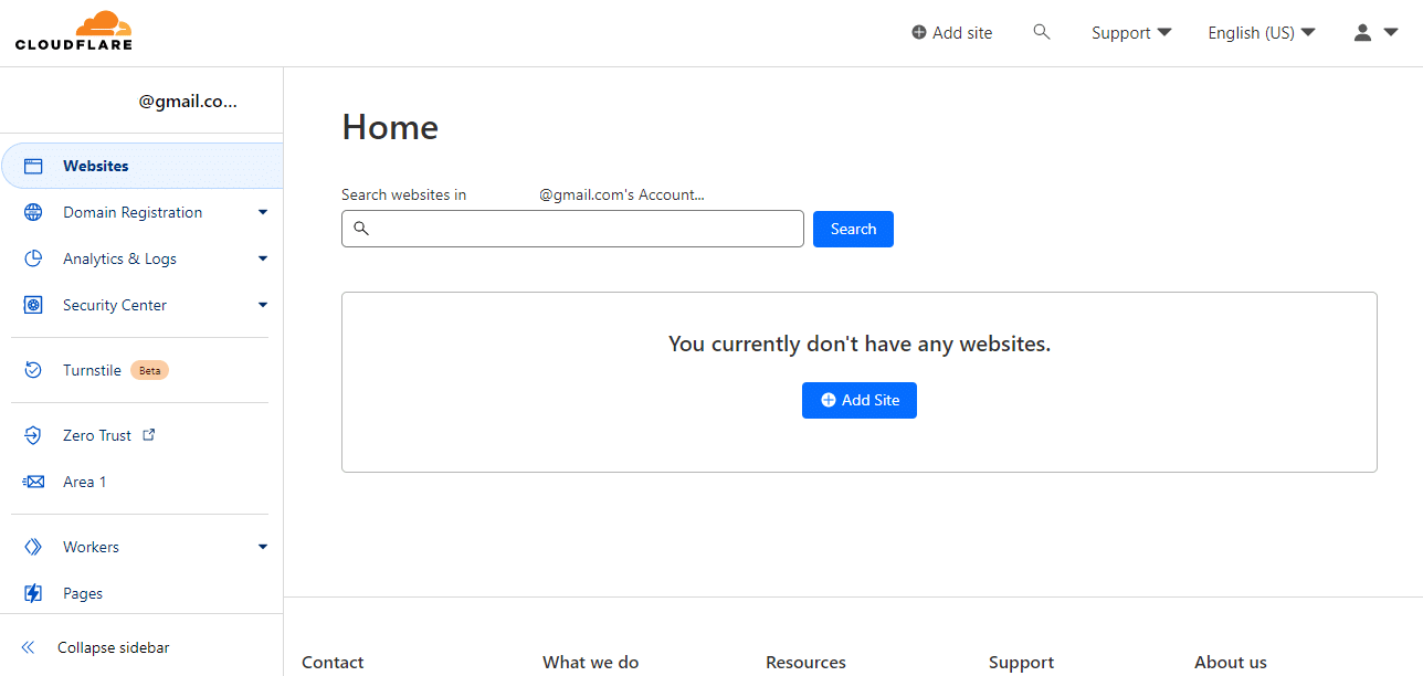 Tableau de bord Cloudflare. Correction de l'erreur interdite Cloudflare 403