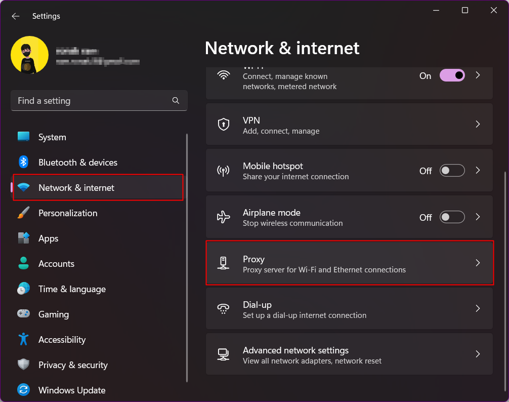 Faceți clic pe Rețea și internet