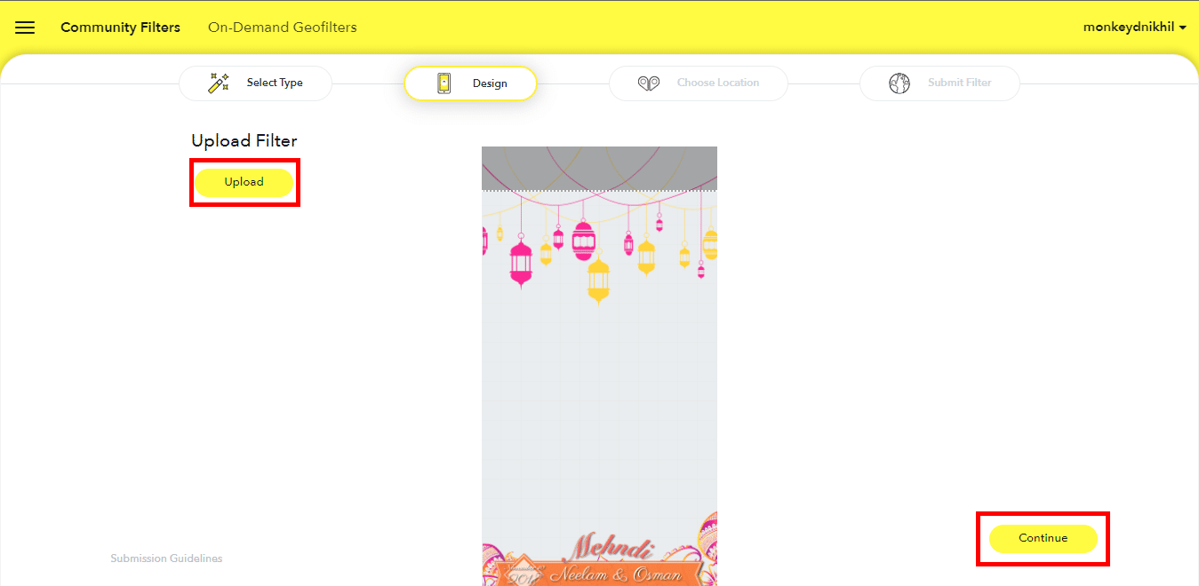 Unggah filter Anda. Cara Membuat Filter Snapchat Gratis