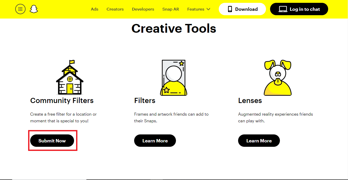 buka Filter Komunitas dan klik Kirim Sekarang. Cara Membuat Filter Snapchat Gratis