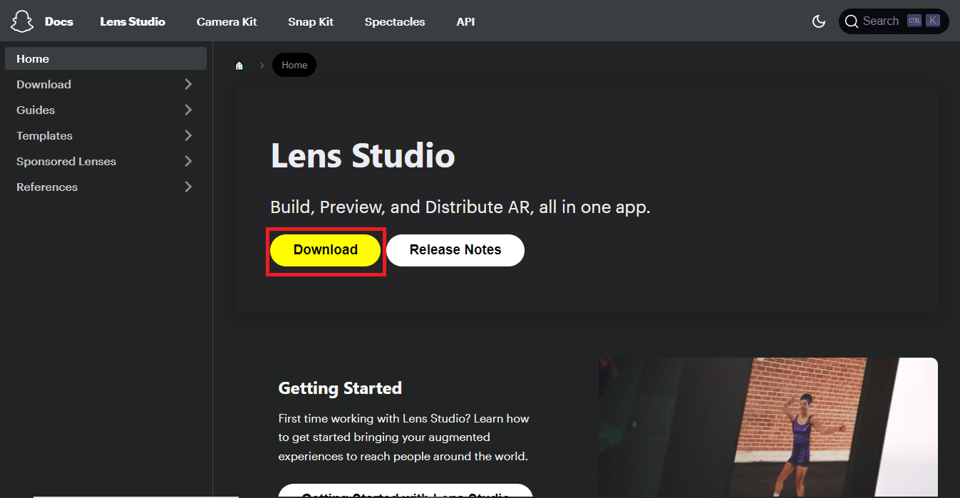 klik Unduh. Profil pembuat lensa Snapchat