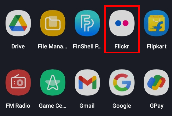 افتح تطبيق Flickr على جهازك المحمول.