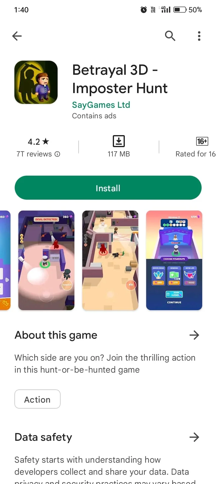 背叛 3D 冒名顶替者狩猎。 Android 上 24 款像我们中间一样的最佳游戏