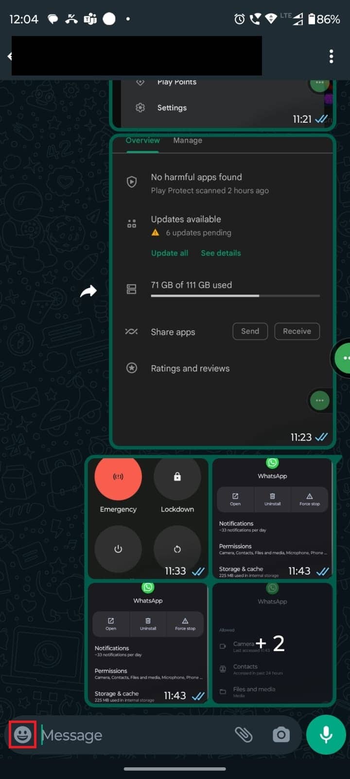 點擊表情符號圖標。修復 WhatsApp 貼紙不顯示的 7 種方法