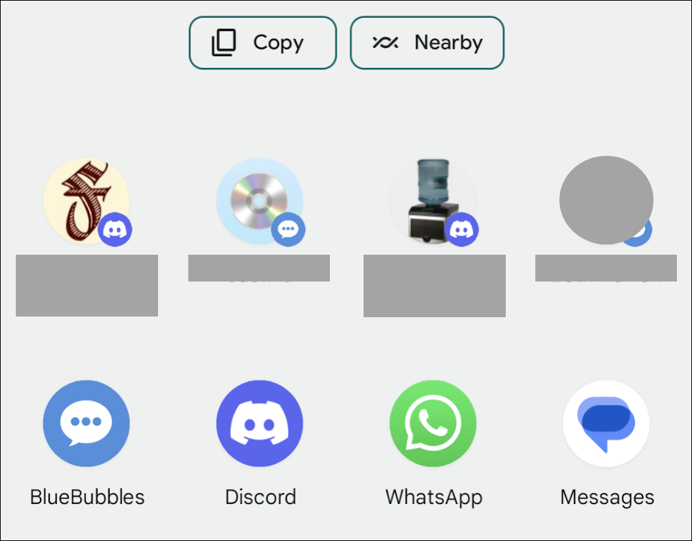 Android paylaşım menüsü