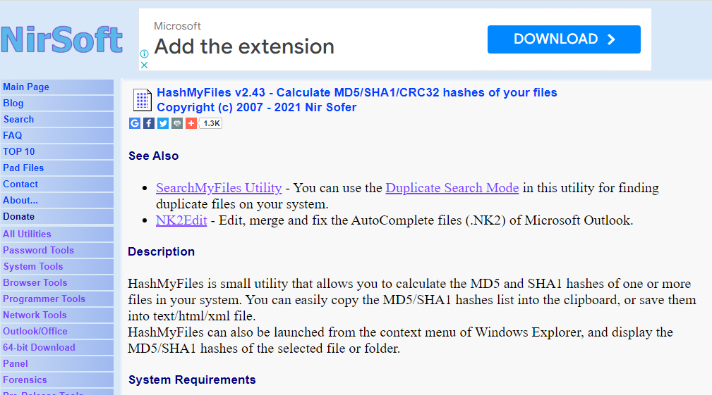 Nirsoft HashMyFiles. 15 の最高の無料ファイル ハッシュ チェッカー ツール