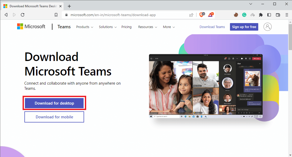 데스크톱용 Microsoft Teams 다운로드