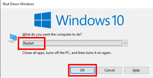riavviare windows 10