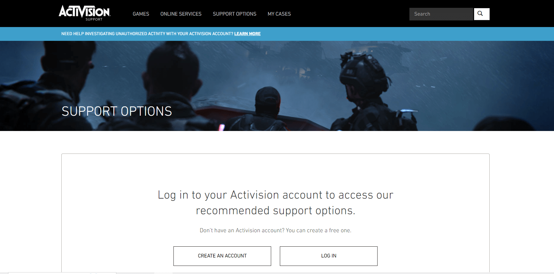 Contacter l'assistance Activision