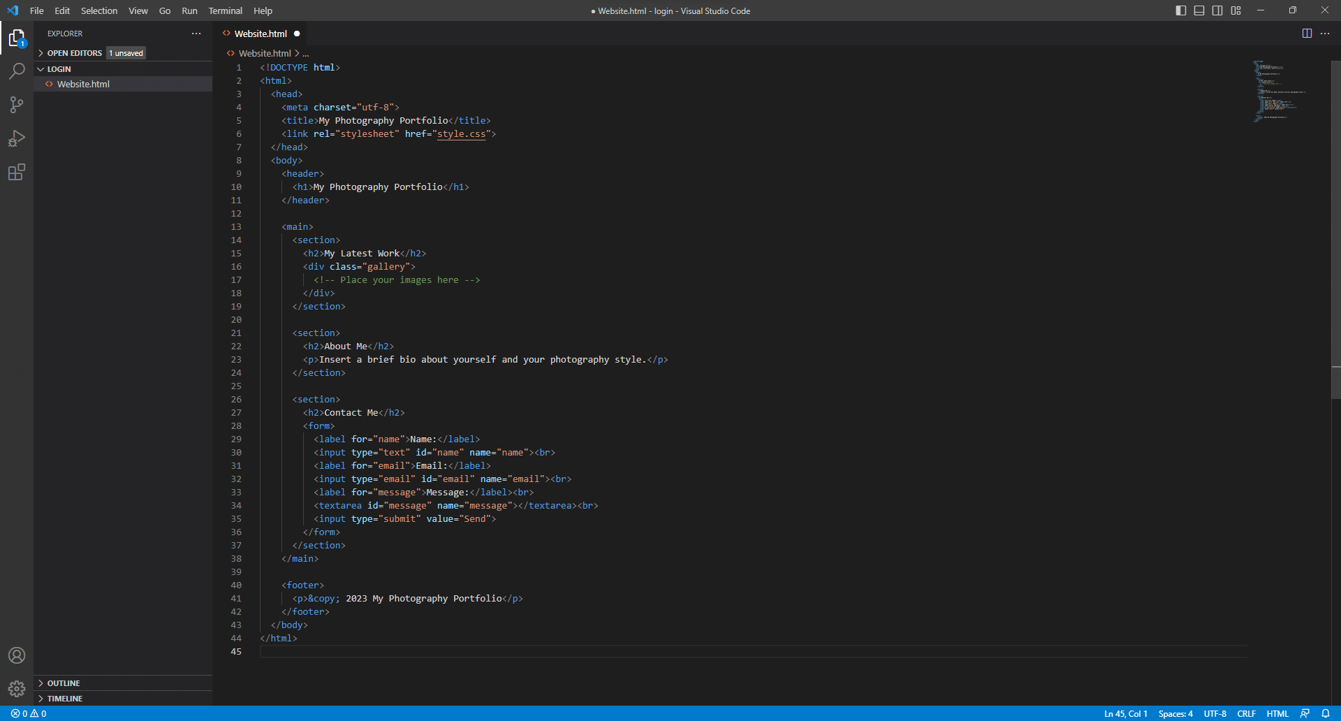 Pegue el código en Visual Studio Code