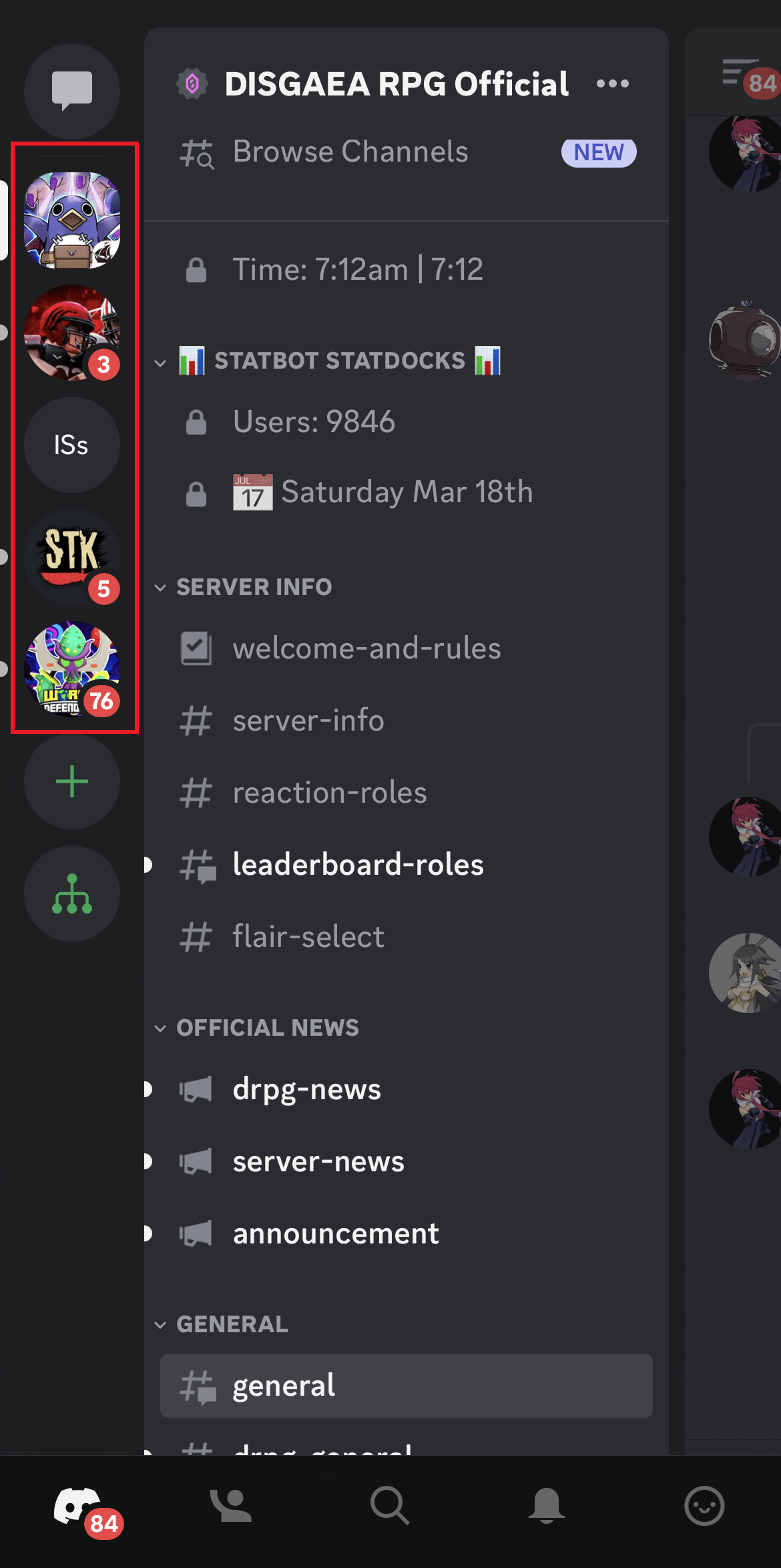 Deschideți secțiunea server