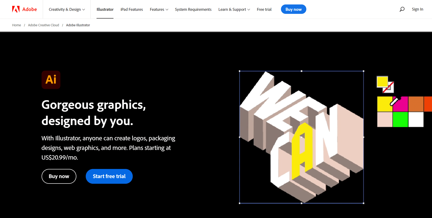 Adobe Illustrator web sitesi