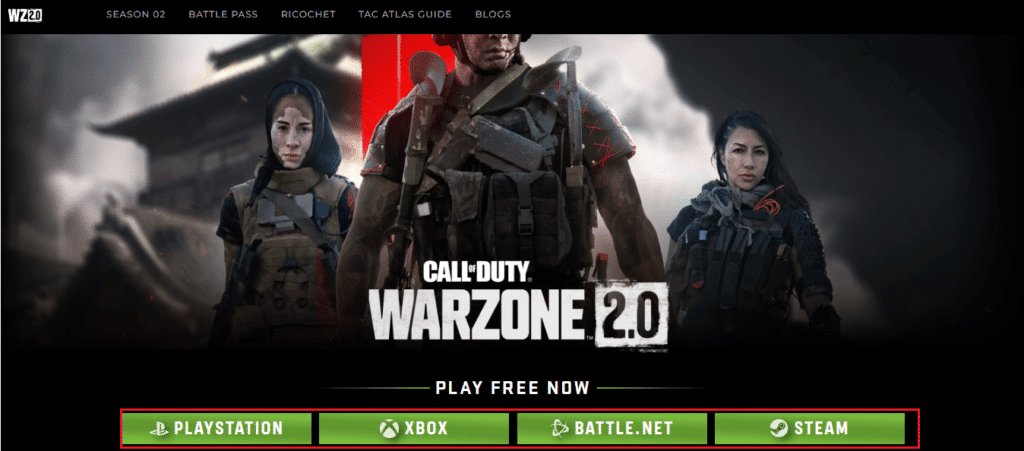Lansați site-ul oficial al Call of Duty Warzone. Remediați codul de eroare pentru Call of Duty Warzone 2 Diver