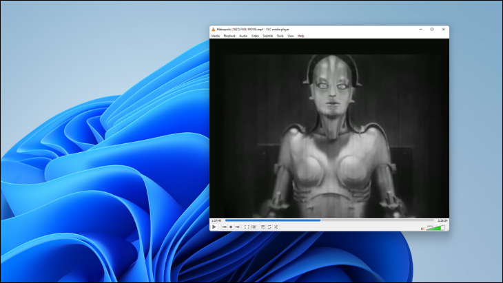 Reproductor VLC que muestra la metrópolis de Fritz Lang