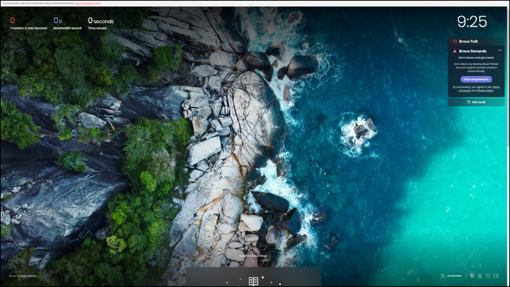 Ventana de inicio de Brave Browser