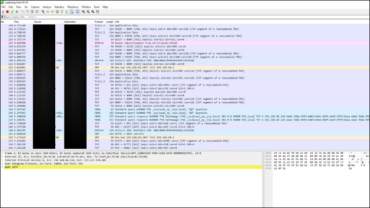 Wireshark interceptando tráfico de red