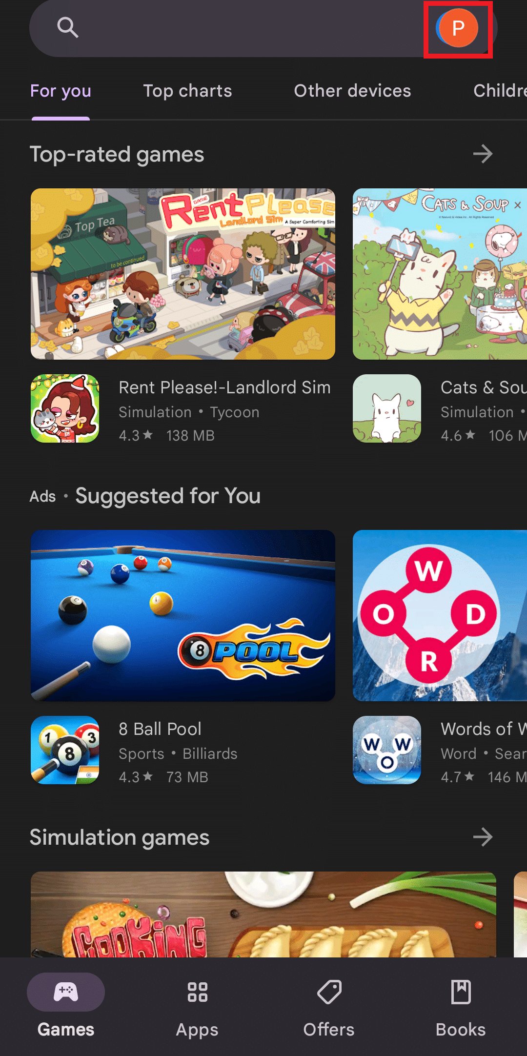toca el icono de perfil