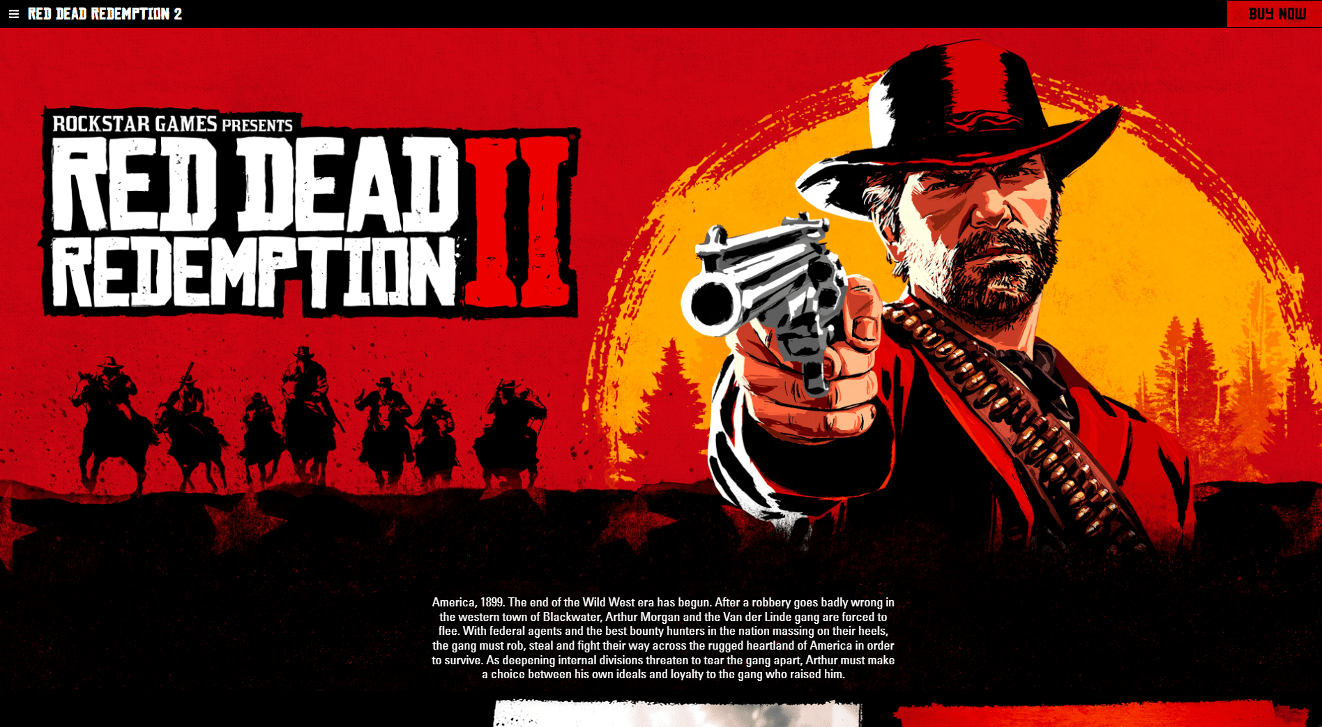 Página inicial de Red Dead Redemption 2