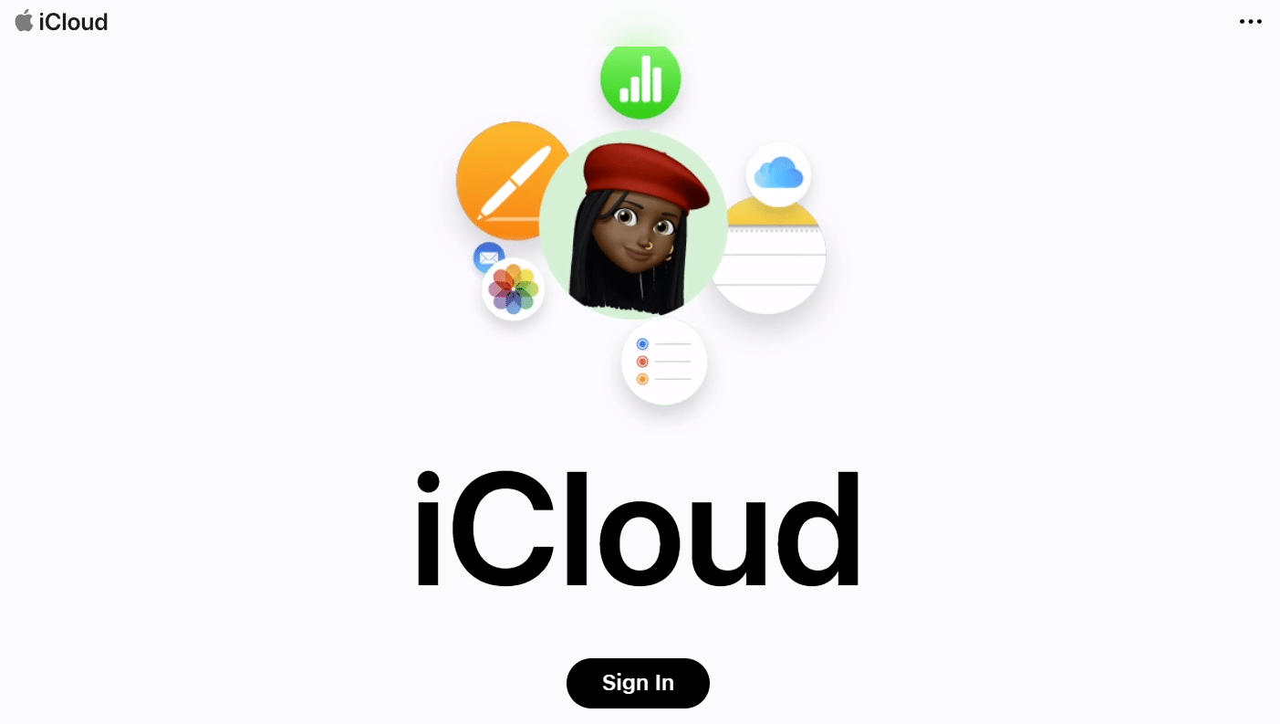 iCloudのウェブサイト