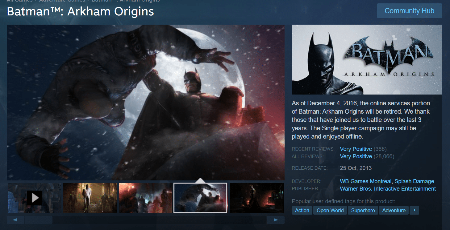 蝙蝠俠阿卡姆起源。 36 款低端 PC 最佳開放世界遊戲